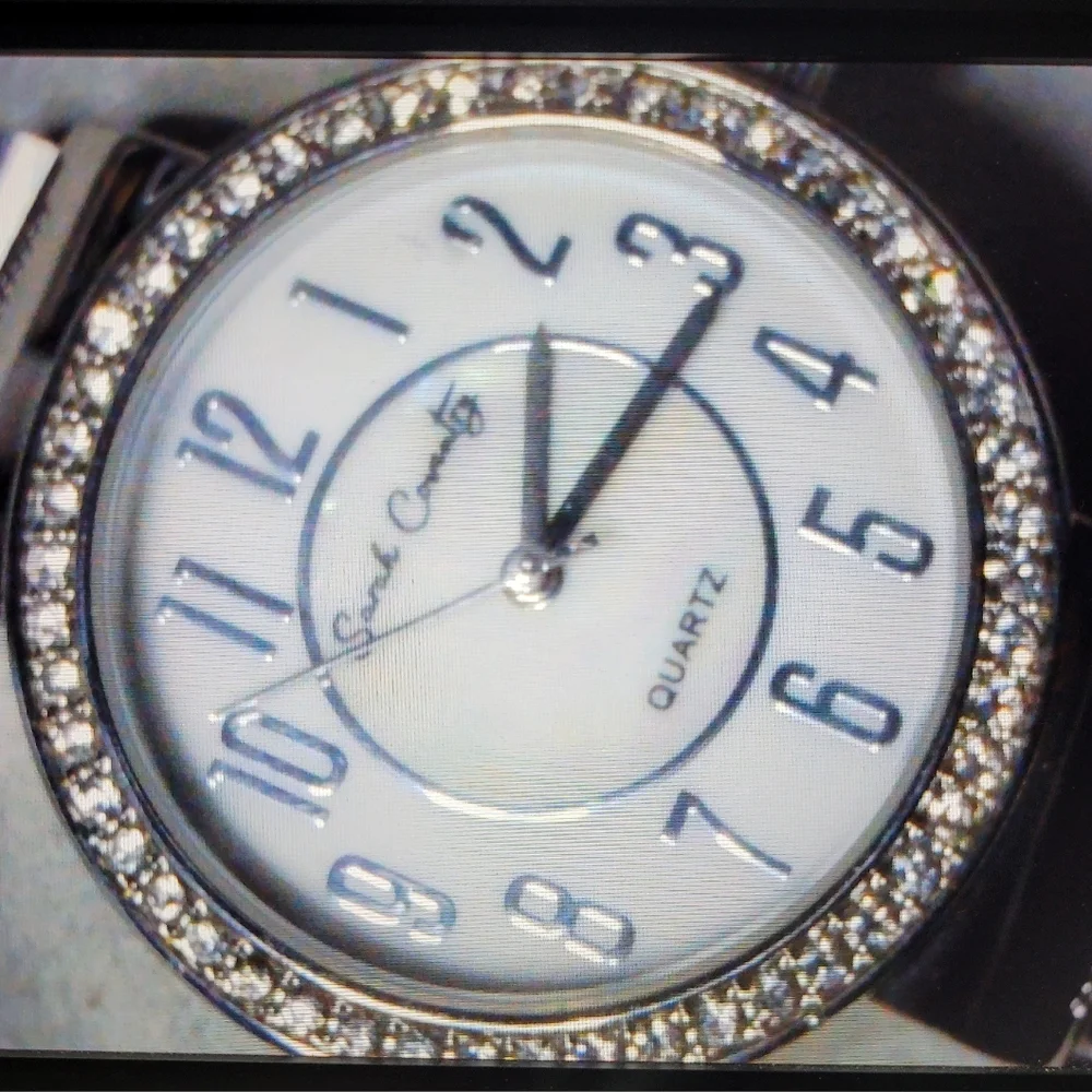 Sarah Coventry Watch Rhinestoned Bezel w/ Adjustable Magnetic Mesh Band